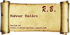 Rahner Balázs névjegykártya